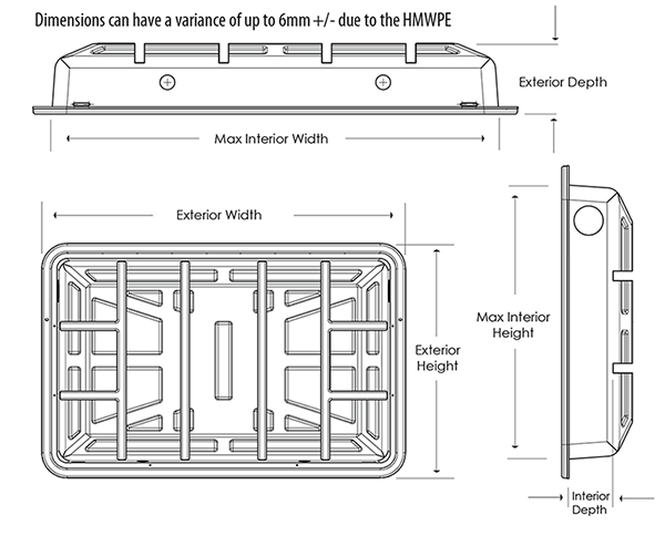 Dimension drawing for TV shield enclosures
